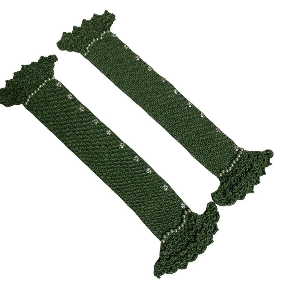 Dark Green crochet Handle Cover‎ for Handbags